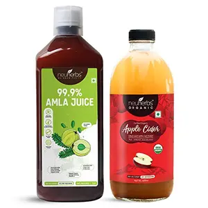 99.9% Amla juice 1L + Organic Apple cider vinegar 500 ml for better digestion healthy skin and hair and boosted immunity