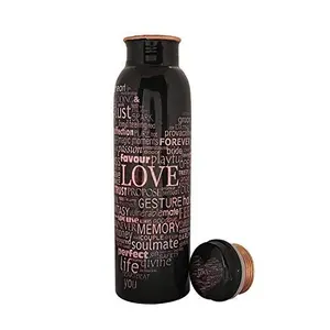 Digital Printed Copper Bottle for Water 1 Liter Leak Proof Pure Copper Bottle for Travelling Purpose Yoga Ayurveda Healing Health Benefits1000 Ml (Black)
