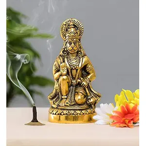Hanuman ji Statue Sitting in Metal Hanuman ji Idol Bajrangbali Murti Gift Article Decorative Showpiece