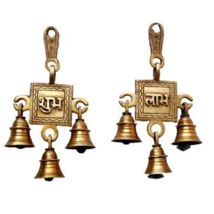 Wall Hanging Brass Bell Subh Labh Pair for Diwali Corporate Gift and Return Gifts