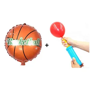 Basket Ball Foil Balloon and Balloon Pump Combo for Basketball Sports Theme Party Decoration - 18 Inches