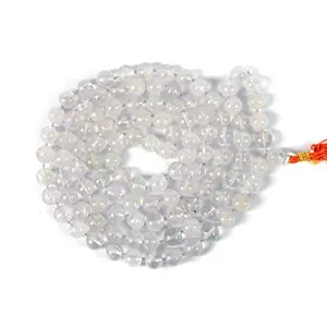 Clear Quartz Regular 8 mm Stone Mala - Necklace Crystal Mala 108 Beads Jaap Mala for Reiki Healing and Crystal Healing Stone (Color : Clear)