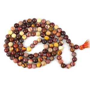 Mookaite Jasper Mala Natural Crystal Stone 8 mm 108 Round Bead Jap Mala for Reiki Healing and Crystal Healing Stone (Color : Multi)