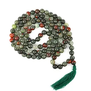 Bloodstone African Mala Natural Crystal Stone 8 mm 108 Round Bead Jap Mala for Reiki Healing and Crystal Healing Stone (Color : Multi)