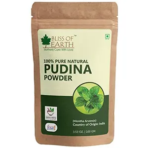 Bliss of Earth100% Pure & Natual Pudina Powder (Mint Powder) | 100GM | Excellent Flavor | Great for Use in Beverages South Indian & Chinese Dishes Mexican Salsa Chutney & Much More |