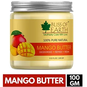 Bliss of Earth Deodorised Indian Mango Butter For Face Skin Hair & DIY 100GM