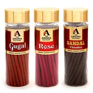 Dhoop Cones Boxes (Rose Sandal and Gugal Pooja dhoop) - Pack of 3 x 40 dhoop Sticks Each