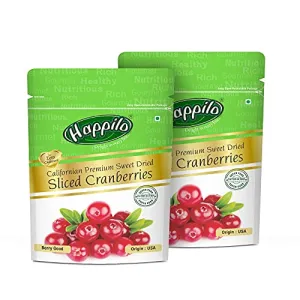 Happilo Premium Californian Sliced Dried and Sweet Cranberries 200g (Pack of 2)