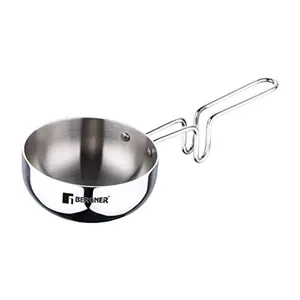 BERGNER Argent Triply Stainless Steel Tadka Pan with Stay Cool Long Handle for Spice Seasoning Frying Heating and Roasting (12 cm Silver) Standard