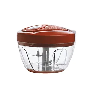 Cello Fine Grind Multy Utility Polypropylene Vegetable Chopper with 3 Blades Small(450ml) Brick Red
