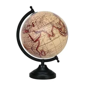 13" Rotating Decorative Globe Beige Ocean World Geography Earth Table Decor By Globes Hub-Perfect for Home, Office & Classroom