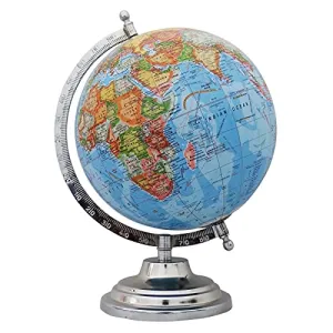 12" Unique Antiique Look Blue Rotating Desktop Blue Ocean Globe World Geography Earth Table Decor By Globes Hub-Perfect for Home, Office & Classroom