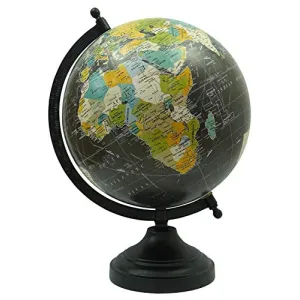 12.5" Desktop Rotating Globe Table Decor World Earth Black Ocean Geography - Perfect for Home, Office & Classroom By Globes Hub