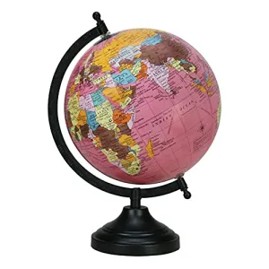 12" Rotating Pink Globe Table Decor Ocean Geographical Earth Desktop Home Decor By Globes Hub-Perfect for Home, Office & Classroom