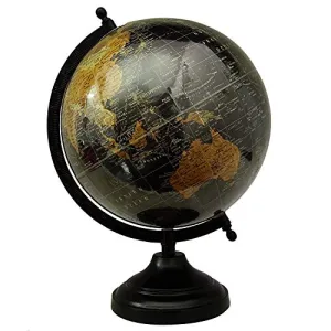 12.2" Black Earth Globe Desktop Rotating World Ocean Geography Table Decor By Globes Hub-Perfect for Home, Office & Classroom