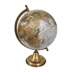 8" Ruff Off White Antique Globe , World Globe , Home Decor , Gift Item , Political Globe , Educational Globe By Globes Hub