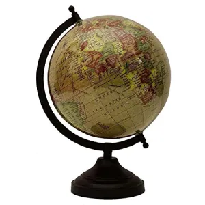 12" Desktop Rotating Beige Ocean Globe World Earth Geography Gift Table Decor By Globes Hub-Perfect for Home, Office & Classroom
