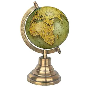 5" Green Gold Educational, Antique Globe with Brass Antique Arc and Base , World Globe , Home Decor , Office Decor , Gift Item By Globes Hub