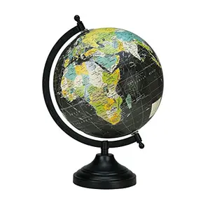 8" Black Multicolour Educational, Antique Globe with Black Matt Arc and Base , World Globe , Home Decor , Office Decor , Gift Item By Globes Hub