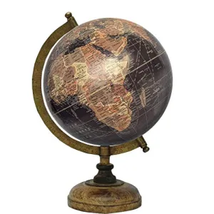 8" Black Multi Brown Educational, Antique Globe with Brass Antique Arc and Wooden Base , World Globe , Home Decor , Office Decor , Gift Item By Globes Hub