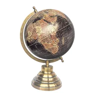 8" Black Multicolour Brown Educational, Antique Globe with Brass Antique Arc and Base , World Globe , Home Decor , Office Decor , Gift Item By Globes Hub