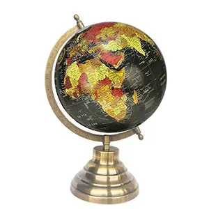 8" Black Red Multicolour Educational, Antique Globe with Brass Antique Arc and Base , World Globe , Home Decor , Office Decor , Gift Item By Globes Hub