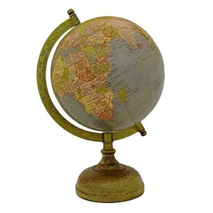 8" Unique Antiique Look grey Geographic Educational Globe with Stand - Perfect for Home, Office & Classroom By Globes Hub
