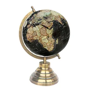8" Black Multicolour Peach Educational, Antique Globe with Brass Antique Arc and Base , World Globe , Home Decor , Office Decor , Gift Item By Globes Hub