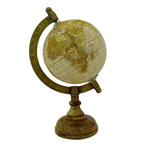 4" Unique Antiique Look cream color Geographic Educational Globe with Stand - Perfect for Home, Office & Classroom By Globes Hub