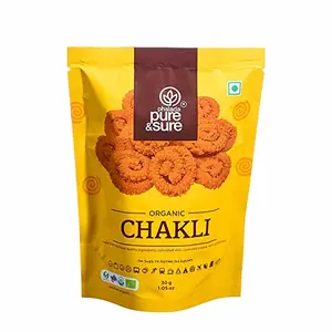 Pure & Sure Organic Chakli Snack 30Gm Pack of 1 | Delicious Namkeen and Snacks | Ready to Eat Snacks Cholesterol Free
