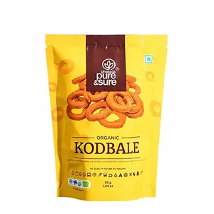 Pure & Sure Organic Kodubale 30Gm Pack of 1 | South Indian Snacks | Healthy & Delicious Rice Kodubale Snack