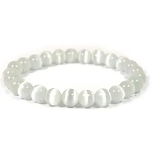 Natural Selenite Bracelet 8mm for Reiki Healing and Vastu Correction Protection Concentration Spirituality and Increasing Creativity