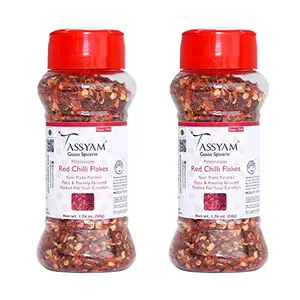 Tassyam Red Chili Flakes 100g (2X 50g) Dispenser Bottles