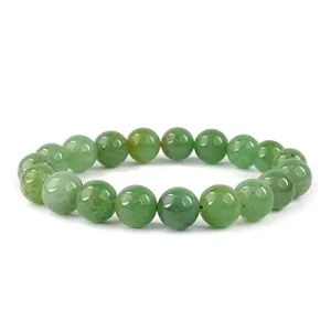Natural Green Jade Bracelet Crystal Stone 10mm Round Bead Bracelet for Reiki Healing and Crystal Healing Stone (Color : Green)