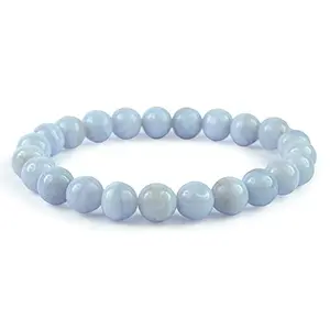 Natural Blue Lace Agate Bracelet Crystal Stone 8 mm Beads Bracelet Round Shape (Color : Blue)