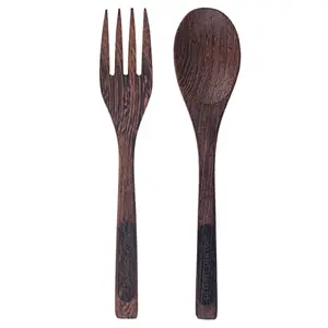 Urban Platter Rose Wood Spoon & Fork Set [Made from Rose Wood Chemical Free 1 Spoon + 1 Fork]