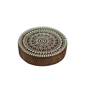 Silkrute Wall Hanging Hook Block Stamp | Indian Traditional Round Wooden Block Print Stamp (Pack of 1)