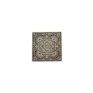 Silkrute Floral Wooden Square Wall Hanging Hook Block Stamp | Geometric Stamps | Fabric Print (Pack of 1)