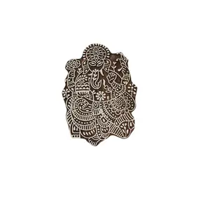 Silkrute Carved Ganesha Pattern Wooden Block Stamp Print | Textile Stamp | DIY Crafts (Pack of 1)