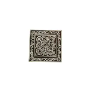 Silkrute Floral Pattern Wooden Block Stamp Print | Square Shape Printing on Fabrics | DIY Crafts (Pack of 1)