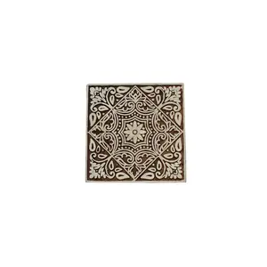 Silkrute Wooden Carved Square Printing Wooden Block Print Stamps | Henna Print | DIY Crafts (Pack of 1)