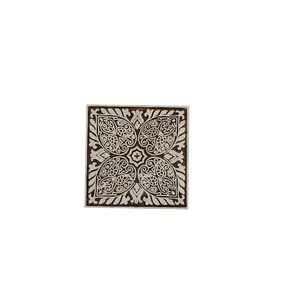 Silkrute Floral Print Wooden Square Stamps | Wooden Block Stamp Print (Pack of 1)