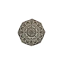 Silkrute Floral Design Geometric Wooden Block Stamp Print | DIY Craft Printing | (Pack of 1)