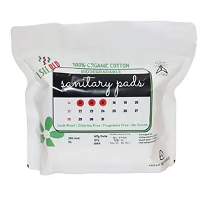 PRAKRTECH Green Anion Strip Organic Cotton Biodegradable Sanitary Pads (Pack of 9 Overnight) (XL)
