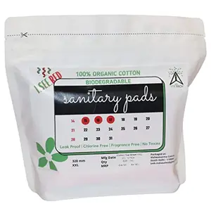 PRAKRTECH Organic Cotton Biodegradable Sanitary Pads  Rash free Periods (Pack of 9 Overnight Size - L) (XXL)