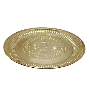 SATYAMANI Brass Plate for Pooja 22 cm with Gayatri Mantra