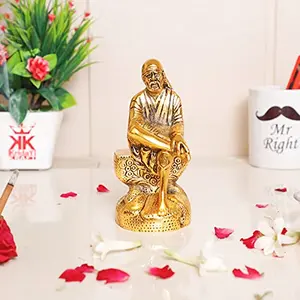 KridayKraft Shirdi Sai Baba Idol Metal Statue Showpiece for Car Dashboard & HomeOffice Decorative Saibaba Idol MurtiReligious Gift ArticleShowpiece FigurinesCorporate Gift.