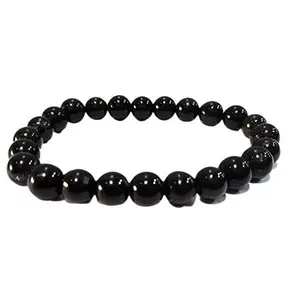 Natural Black Tourmaline Crystal Bead Bracelet 8 mm Chakra Energy Healing Protection Relieves Mind Fresh refresh Gift for Men & Women Positive Healing Energy 8 mm