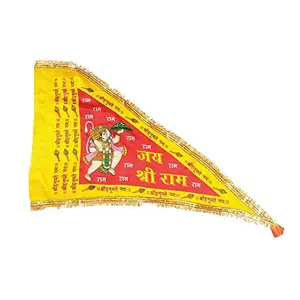 Jioo Organics Hanuman Ji Jhanda | Bajrangbali Flag | Satin | Size: Large (38x45x60 Inch)