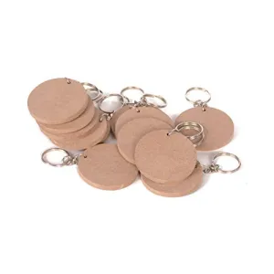 IVEI DIY MDF Key Chains Wood Sheet Craft - MDF Plain Circle-Shaped Key Chains for ting Wooden Sheet Craft - Set of 20-2 in X 2 in for Decoupage MDF Plains Resin Art Work & Decoration (Round)